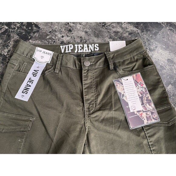 VIP Jeans Cargo Women's Utility Pants Wide Leg Sculpting Stretch 9Pockets 11/12 - Picture 2 of 13